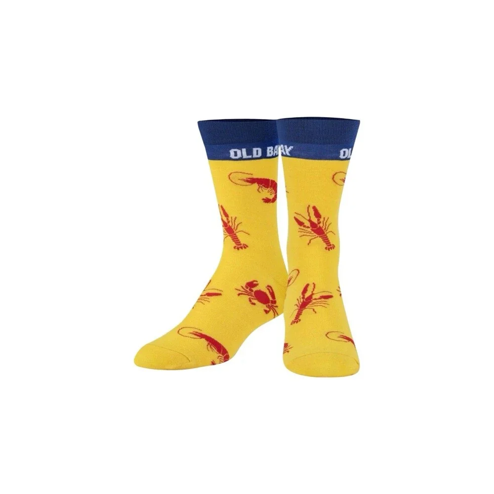 Old Bay Crew Socks Men’s 6-12 Crab Novelty Yellow Crazy Socks 1 Pair NWT